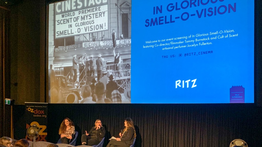 Tammy Burnstock and Jocelyn Fullerton during the post-experience Q&A at the Ritz Cinema.