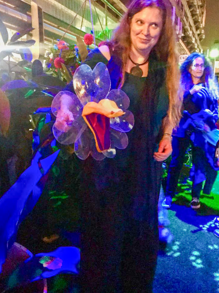 Projections bring the alien orchids to life at night in Play Manly's Secret Garden.